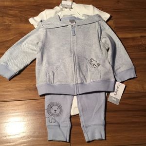 Blue and white 3 piece warm-up